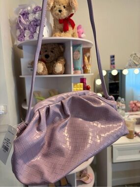 Lavender Woven Texture Shoulder Bag - Women